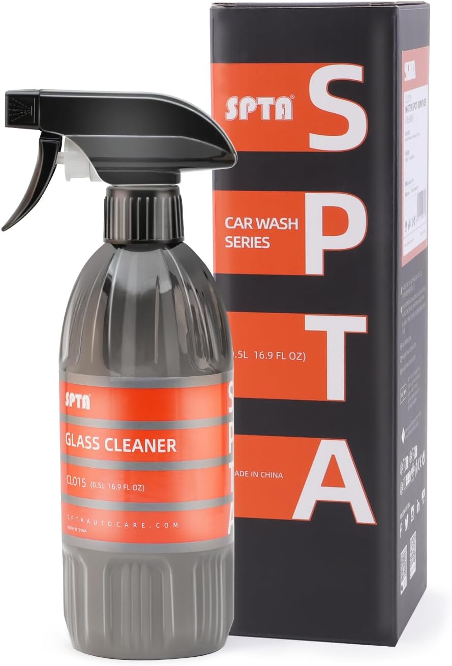 SPTA Glass Cleaner, 16oz 500ml Streak Free Glass and Window Cleaner - Works on Glass, Windows, Mirrors, and Screens, Ammonia-Free and Safe on Tinted Windows, for Cars,Trucks,SUVs, and Home Use -CL015