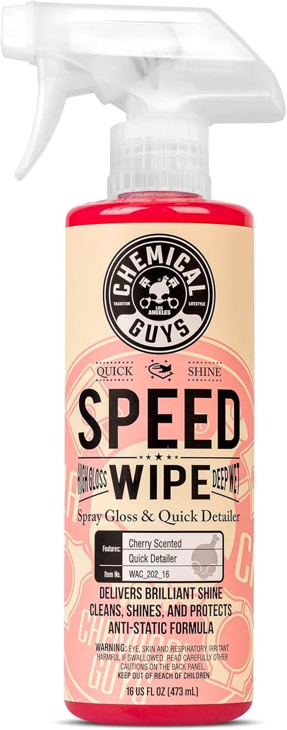 Chemical Guys, Speed Wipe Quick Detailer Spray, High Gloss Shine, 16 oz | Spray-and-wipe detailer adds instant streak-free gloss on paint, glass, wheels and trim between full washes