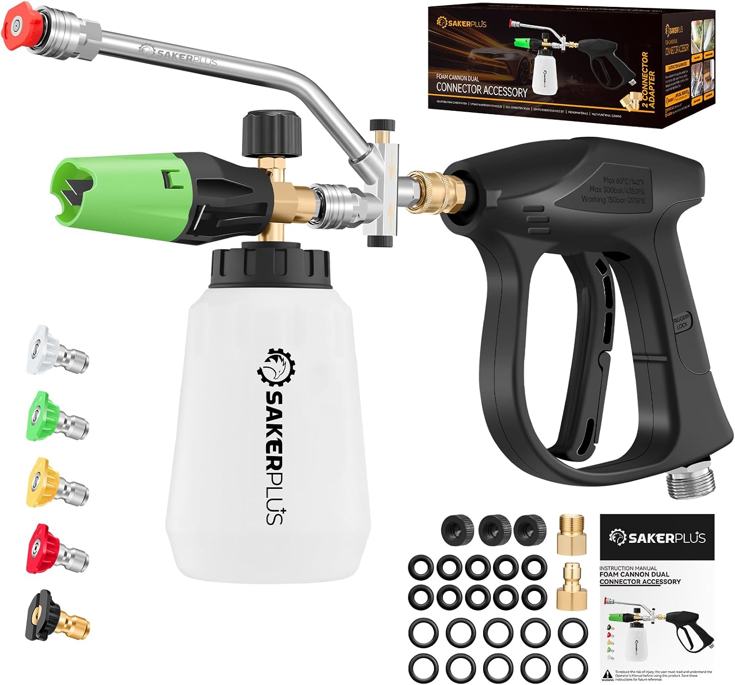 Chemical Guys, Adjustable Foam Cannon for Pressure Washers, 32 oz | Thick clinging snow foam for a safe pre-wash, adjustable foam control knob and quick-connect fitting for pressure washers
