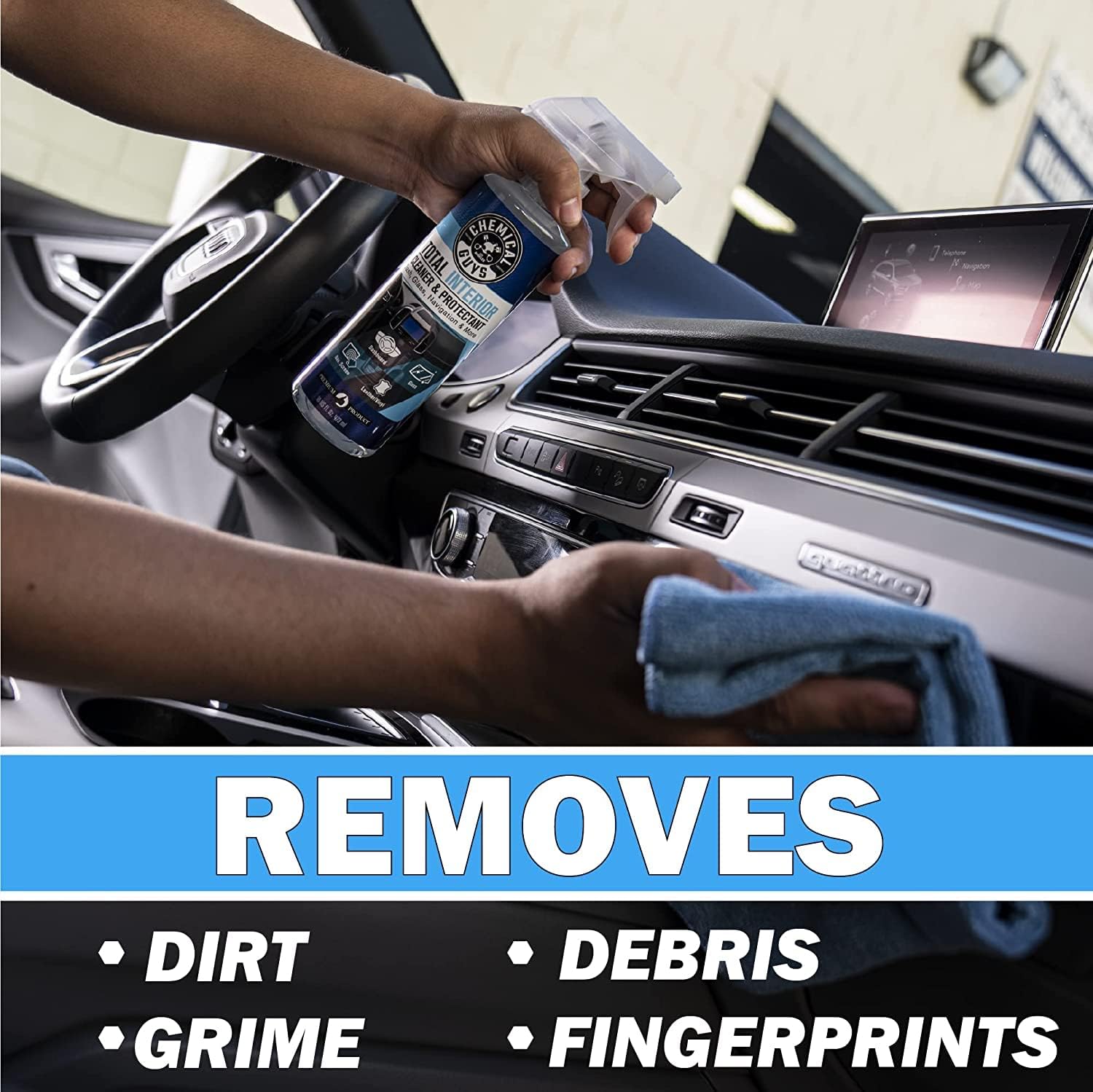 Chemical Guys, Total Interior Cleaner, Protectant & Car Detailer, 16 oz | Cleans dashboards, seats, door panels, trim and glass in one step, leaving a fresh, streak-free, factory-style look